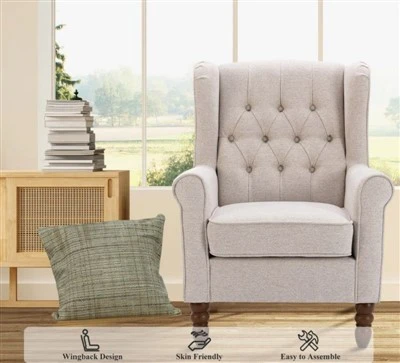 Fauteuil en tissu d'inspiration rétro-